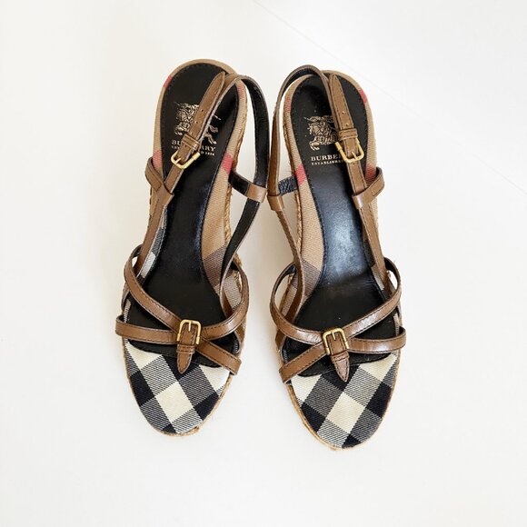 BURBERRY - Authentic Wedge Sandals Espadrille - Picture 4 of 7